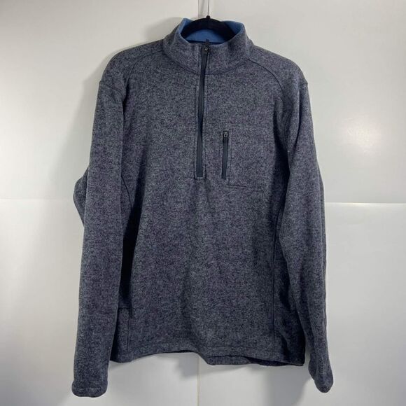Woolrich men's large 1/2 Zip Fleece Mock Neck Fleece Pullover Sweater Mixed Gray - Picture 1 of 9